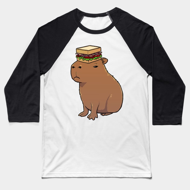 Capybara with a BLT Sandwich on its head Baseball T-Shirt by capydays